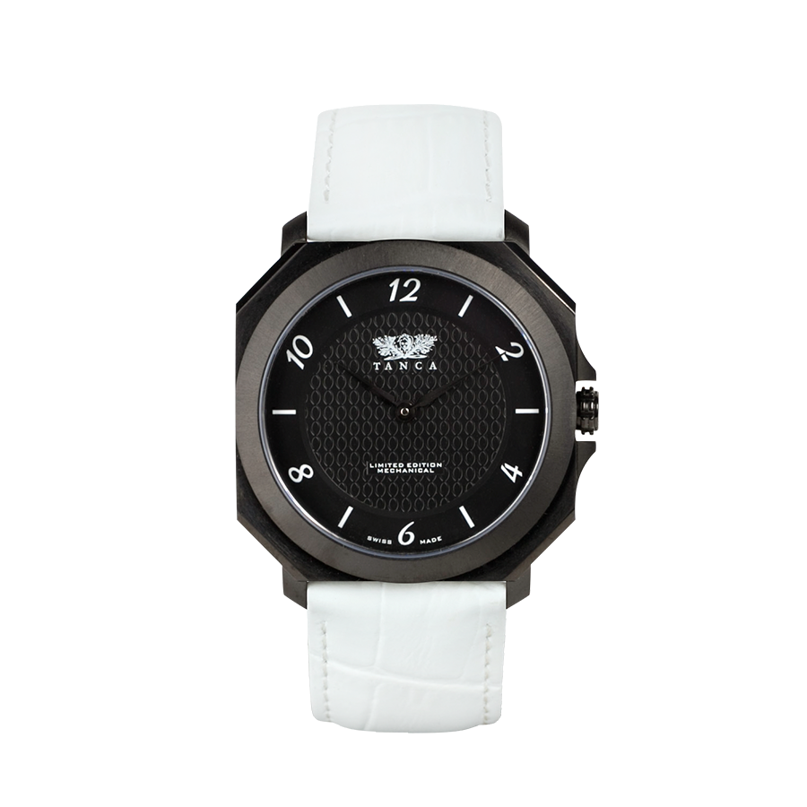 PieroUno Gentleman Attitude – Cassa Nera, Cinturino Pelle Bianca