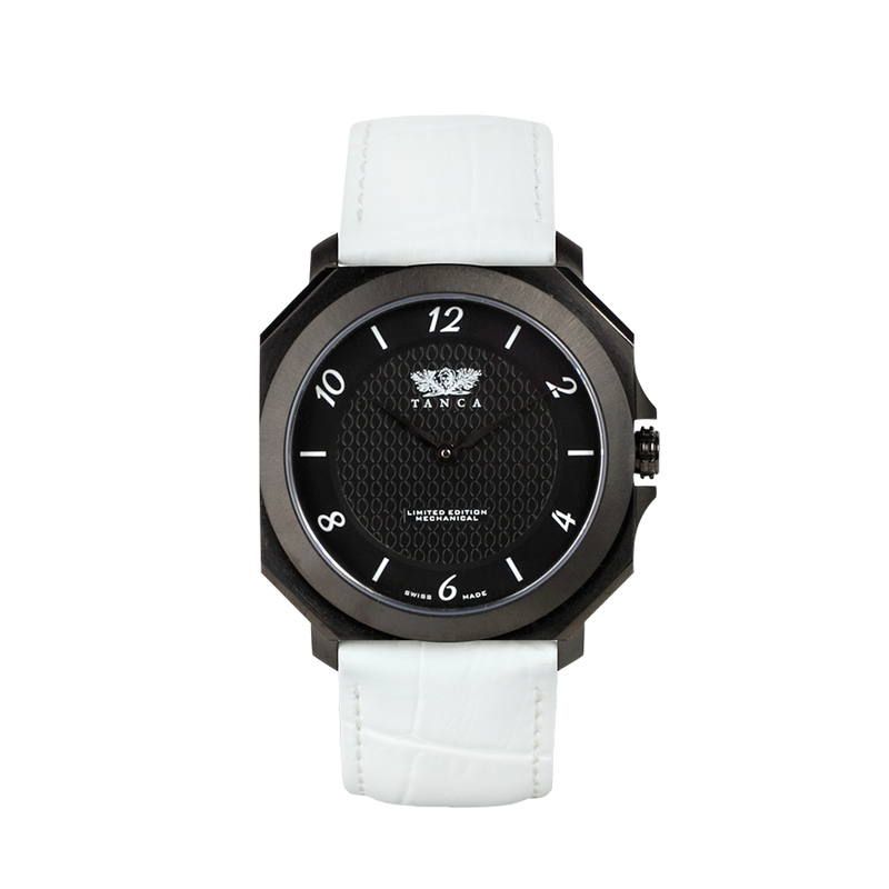 PieroUno Gentleman Attitude – Cassa Nera, Cinturino Pelle Bianca